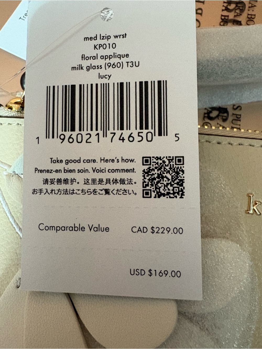 kate spade Cream Floral Appliqué Leather Wristlet - Picture 2 of 6